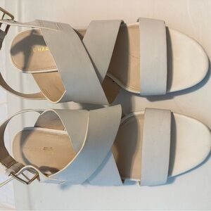 Cole Haan white leather wedge sandals. 8.5
